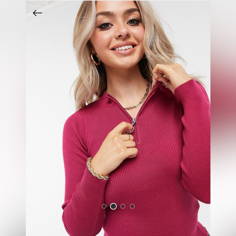 NA-KD Ribbed Sweater With Front Zipper - Picture 2 of 9
